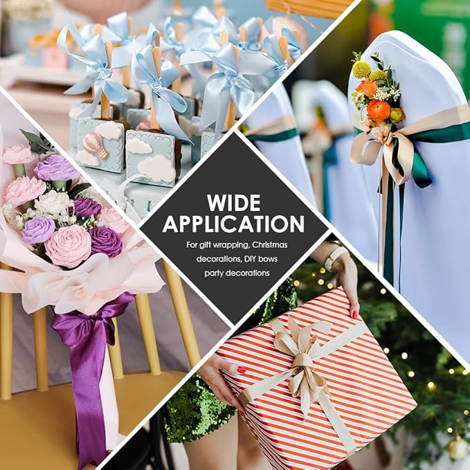 1 Inches x 100 Yards Polyester Satin Ribbon, Solid Color Ivory Satin Ribbon for Crafts, Gift Wrapping, Hair Bows, Wedding Party Decoration, Bow Making & Other Projects (Ivory)