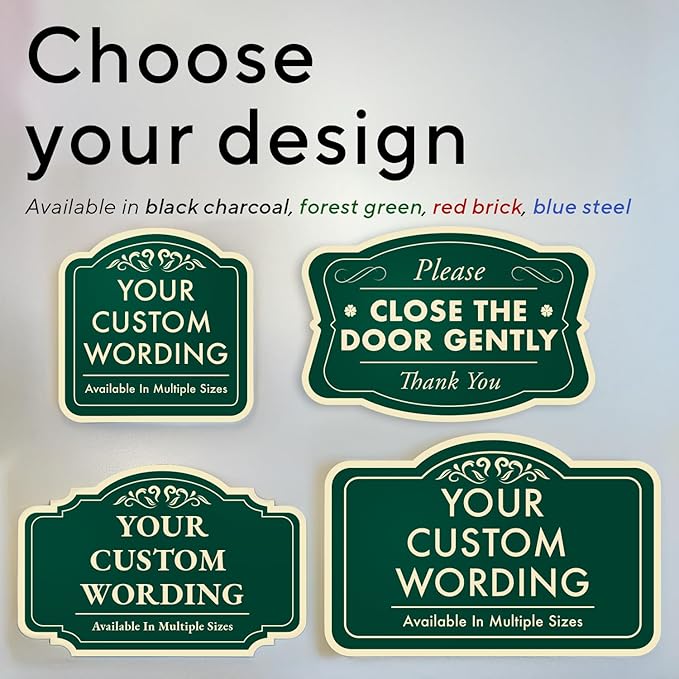Custom Decorative Outdoor Metal Sign - Personalized Aluminum Driveway Sign, Waterproof, Made in USA - Design 3 Forest Green 12x8 In