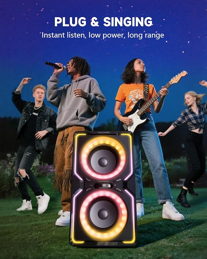 Hotlemon Large Bluetooth Speaker: 240W Peak Powerful Loud Sound with Deep Bass, 15H Playtime, Fast Charge, TWS, Portable Wireless Speakers for Outdoor, Party, Beach, Backyard, Home, Outside (Black)