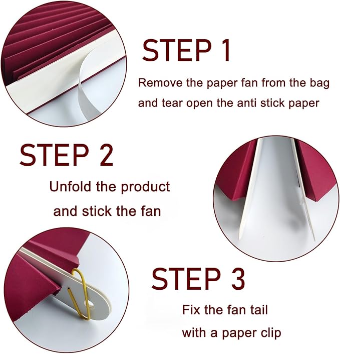 BARTHEW Red Party Decorations,Paper Decorations for Party,Girls Party Decorations Party Paper Fans Bulk 16in,Anniversary Decorations for Party 30 Color DIY Set （Wine Red）