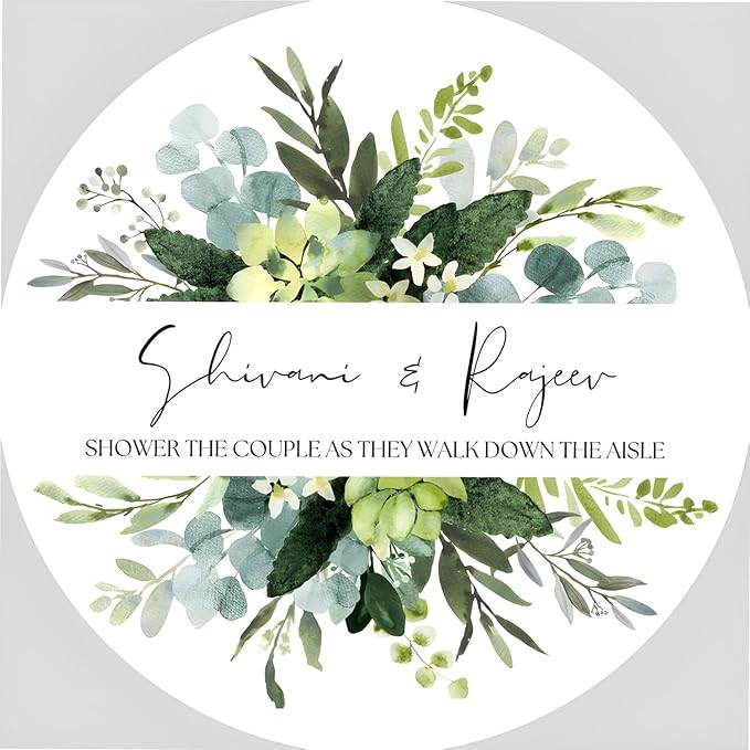 Custom Stickers for Weddings, Birthdays & Businesses - Personalized Labels with Your Logo - Waterproof, Fade and Heat Resistant - Pack of 100-1000 (Wreath Q, 2 Inch)
