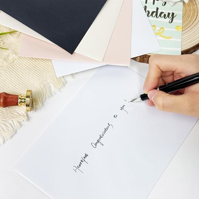 50 PCS Pearl White A7 Envelopes with Stickers, Shimmering 5x7 Envelopes for Invitations, Great for Wedding Invitation Cards, Birthday RSVP, Graduation, Baby Shower 5.25 x 7.25 inches