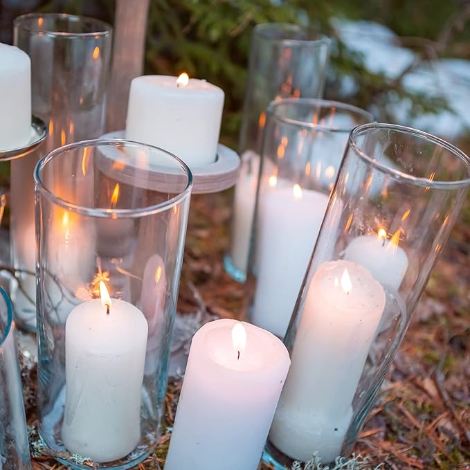 Cylinder Flower Vases 12PCS 10" 7.8" 6" Hurricane Candle Holders Pillar Votives Floating Candles Holder, Clear Glass Vase for Spring Easter Wedding Party Decorations