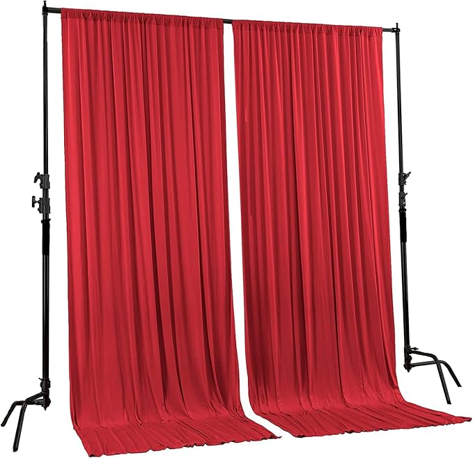 AK TRADING CO. 10 feet x 10 feet Polyester Backdrop Drapes Curtains Panels with Rod Pockets - Wedding Ceremony Party Home Window Decorations - RED (DRAPE-5x10-RED)