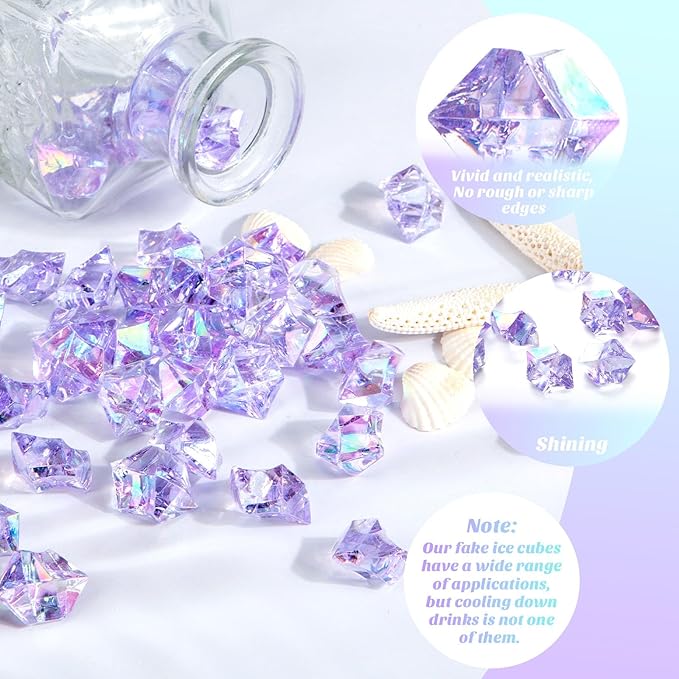 DomeStar 150PCS Purple Fake Ice, Fake Diamonds Sparkling Plastic Gems Vase Fillers for Centerpieces Wedding Party Decoration Table Scatter Display