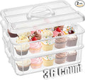 36 Cupcakes Carrier 2-layer for Cake Container Cupcake Holder with Lid and Handle Detachable Dessert Dessert Small Snack for Party Storage Container