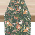 Rustic Forest Table Runner, Farmhouse Wild Woodland Animals Country Deer Fox Rabbits Watercolor Table Center Decor for Home Kitchen Dining Patio Holiday Party Outdoor Table Decorations, 13"x72" Inch
