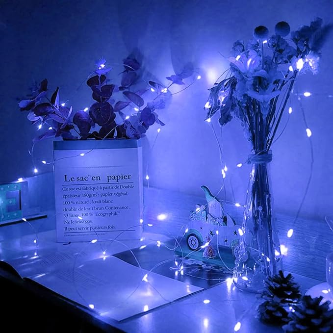 8 Pack Blue Fairy Lights 7Ft 20 LED Twinkle String Lights 3 Modes Battery Operated Waterproof Firefly Starry for Mason Jar Party Wedding Christmas Valentines Day Table Centerpieces