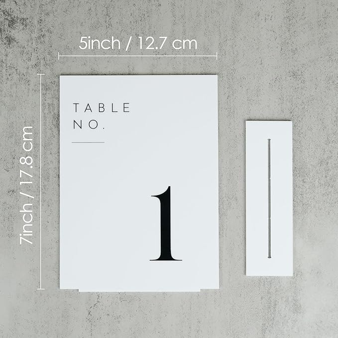JINMURY White Wedding Table Numbers 1-20 with Stands, 5"x7" White Acrylic Table Numbers, Perfect for Wedding Reception, Party, Anniversary, Event