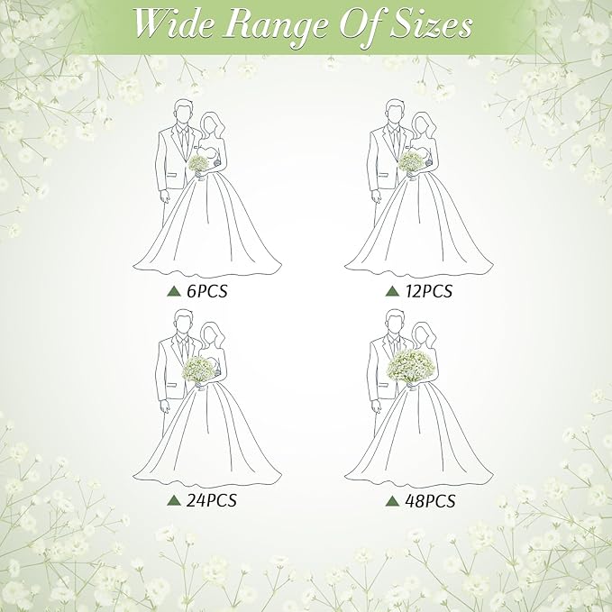 Babys Breath Artificial Flowers, Real Touch Babys Breath Flowers Artificial Bulk for Wedding Decor, White Fake Flowers for Party Home Garden Decor (12, White)