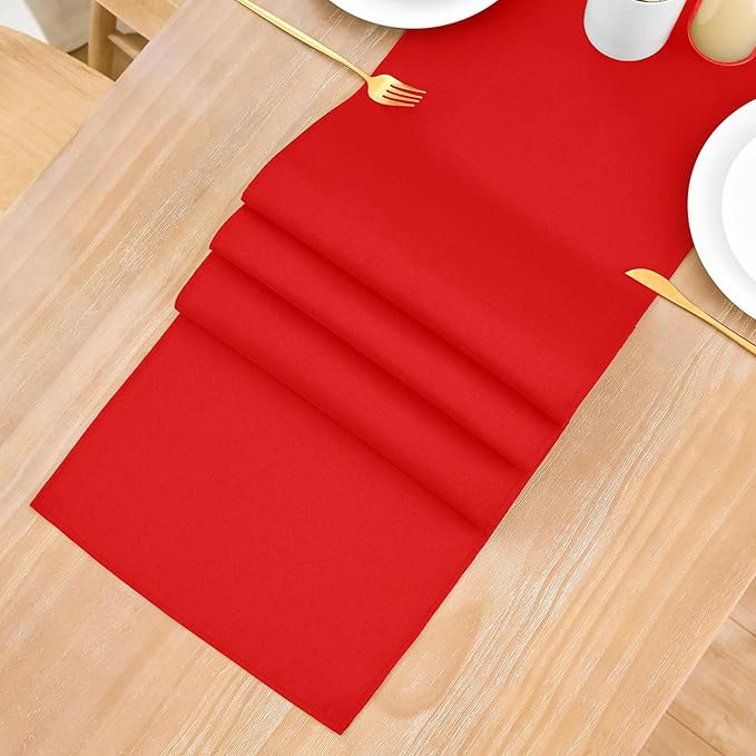 2 Pack Red Long Table Runner 12 x 108 Inch Solid Color Farmhouse Runners Coffee Table Dresser for Daily Party Home Decoration