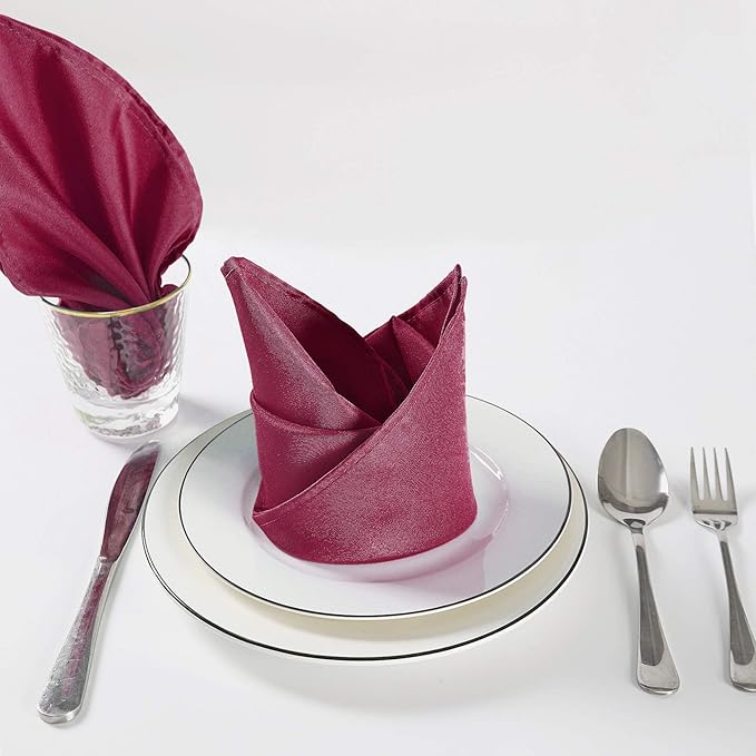 Cloth Napkins 20x20 inch Washable Polyester Dinner Napkins Soft Table Napkins for Wedding Party Dining Banquet(Burgundy,50PCS)