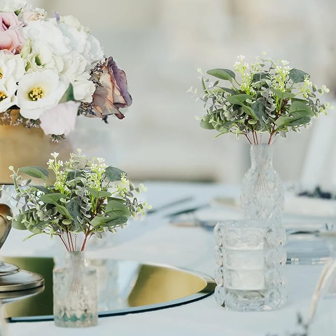 40 Pcs Artificial Greenery Eucalyptus Stem Silver Dollar Leaves Baby Eucalyptus Leaves Suitable for Family Wedding Vase Centerpieces Bouquet Flower Arrangement