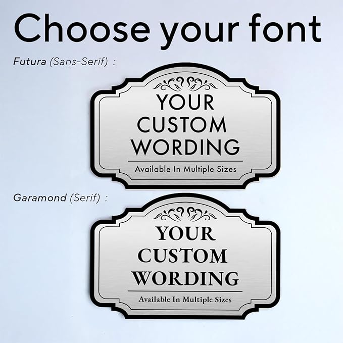Design 2 Decorative Outdoor Metal Signs - Personalized Aluminum Driveway Signs, Waterproof, 18x12 In, Metallic Silver