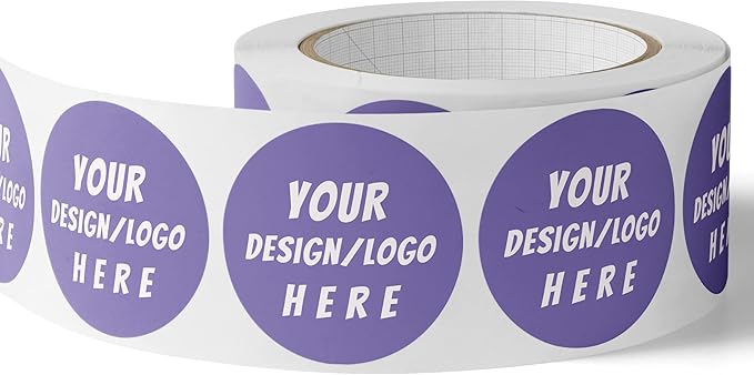 150 Custom Circle/Square BOPP Roll Labels- Personalized Stickers for Business Logo, Party, Wedding Favor, Baby Shower-Any Design Text + Image, Matte/Gloss Finish (2 Inch Circle)