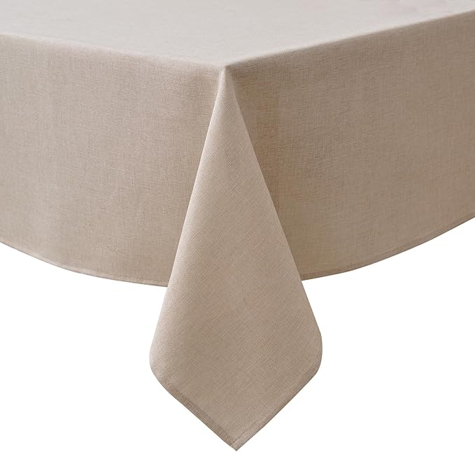 NLMUVW Oatmeal Linen Tablecloth Rectangle 6ft, Rustic Textured Table Cloth Water Resistant Farmhouse Table Cover for Kitchen Dining Party Coffee, 54x84 Inch