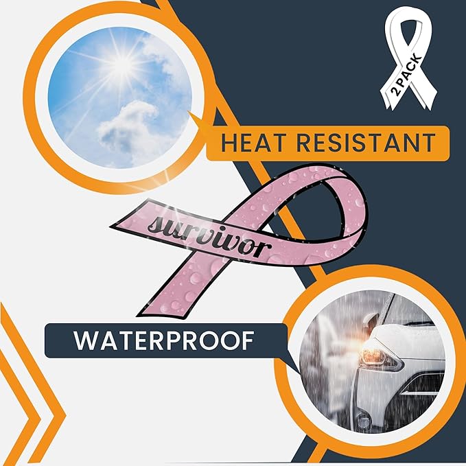 Magnet Me Up Breast Cancer Survivor Pink Ribbon Magnet Decal - 3.5x7 Inches, 2 Pack, Automotive Magnet for Car, Truck, SUV - Show Support and Raise Awareness with This Meaningful Auto Magnet
