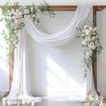 Socomi Wedding Arch Draping Fabric 3 Panels 29" x 19Ft White Sheer Chiffon Curtain Drapes 6 Yards for Wedding Ceremony Birthday Party Decoration
