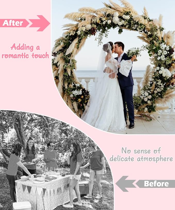 Queension Metal Arch Backdrop Stand 8Ft Wide 7Ft High, Wedding Arch Frame for Wedding Decorations, Balloon Arch Stand with Base for Ceremony, Outdoor Garden Arch Trellis for Climbing Plants, Gold