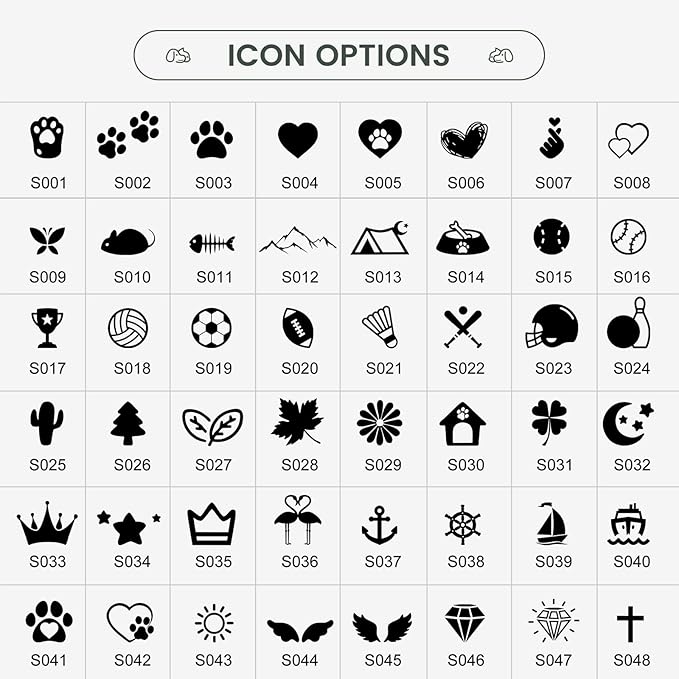 Dog Tags Engraved for Pets - YEHANTI Personalized Dog Tags with Lovely Icons, Durable Stainless Steel Pet ID Tags for Small Large Dogs Cats, Custom Dog Name Tags Engraved on Both Sides (Paw)