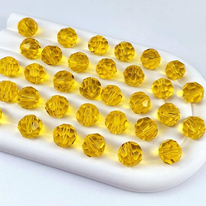 100 PCS 8mm Crystal Glass Beads Round Multiple Faceted Loose Spacer Glass Beads for DIY Handcrafte Bracelet Necklace Earring Jewelry Making(Orange)