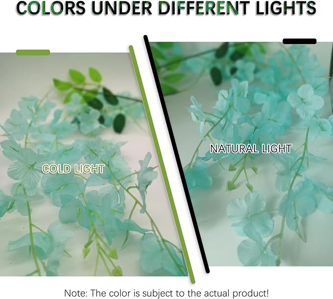 5 Pack Teal Wisteria Hanging Flowers Garland, 3.77 Feet Artificial Flower Vines, Fake Wisteria, Artificial Vines Hanging Garland for Backdrop Outdoor Yard Garden Decor