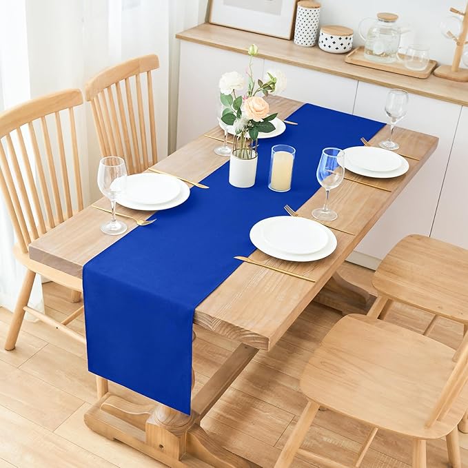 2 Pack Blue Long Table Runner 12 x 108 Inch Solid Color Farmhouse Runners Coffee Table Dresser for Daily Party Home Decoration