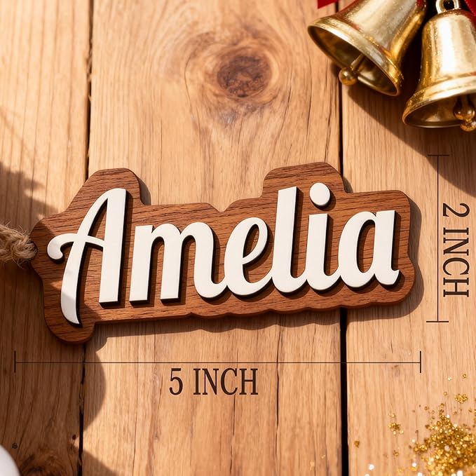 4Pcs Personalized Christmas Stocking Name Tags Custom Wooden Stocking Name Tag Customized Letters Tags Custom Xmas Stockings Hanging Tag Gifts for Christmas Stockings