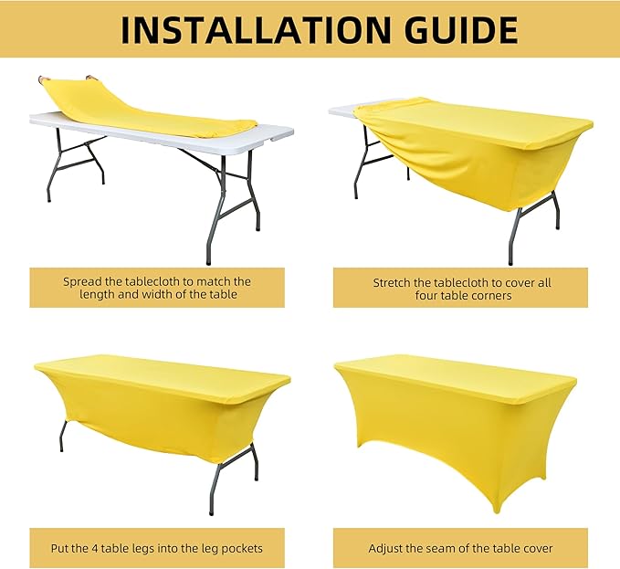 2-Pack 6ft Spandex Table Covers for Rectangle Standard Folding Tables - Wrinkle Resistant Stretch Tablecloths - Ultimate Fitted Table Protector for Parties, Trade Shows, Banquet