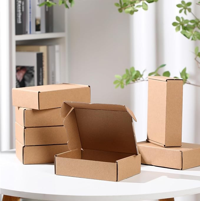 Qilery 100 Pcs Shipping Boxes Cardboard Gift Corrugated Cardboard Brown Boxes Mailer Packaging for Mailing Small Business Present (5.91 x 3.94 x 1.57 Inches)