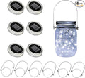 VOOKRY 6 Pack Solar Mason Jar Lights, 30 LED Mason Jar Lids Waterproof Firefly Fairy String Lights with 6 Hangers(No Jars), for Outdoor Patio Garden Yard Lawn Party Wedding Decoration - Cool White