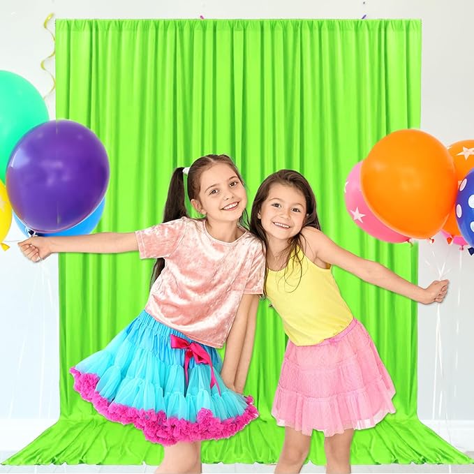 10ft x 10ft Fresh Green Backdrop Curtains for Parties, Fabric Satin Background Curtain with Rod Pockets for Weddings, Birthday, Baby Shower, Photography, Graduation Party Backdrop Drapes, 2 Panels