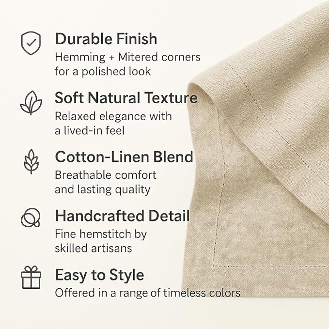 Green Table Runner 48 Inch – Cotton Linen Hemstitch Farmhouse Table Runner 14x48 – Washable Fabric for Dining Table, Spring, Summer, Wedding, Christmas, Everyday Décor – Serena