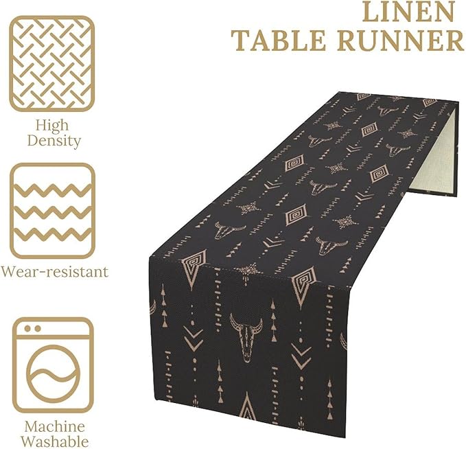 Aztec Table Runner Southwest Native Navajo Tribe Geometric Vintage Country Dinner Table Decoration Table Runner 13x108 Inch