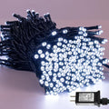 YEGUO 66ft 200 LED Christmas Lights Outdoor Waterproof, White Christmas Tree Light Indoor, Green Wire Twinkle String Light Plug in with Timer Memory 8 Modes