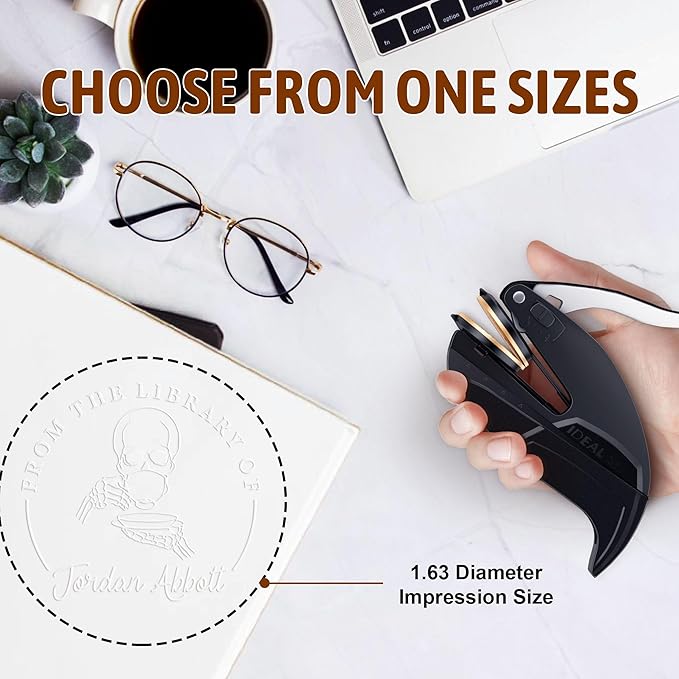 Personalized Book Embosser - Custom Embosser Stamp Gifts for Book Lovers, Readers, Home, Office & Library Collections (Coffee-32)