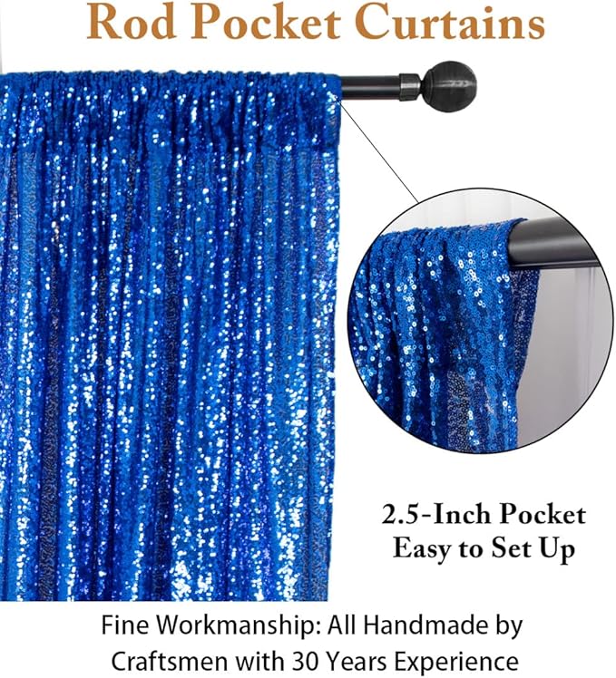 ShinyBeauty Sequin Backdrop 6FTx6FT Royal Blue Wedding Shimmer Fabric Background for Baby Shower, Party Event - Photo Booth Sparkle Sequin Wall
