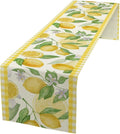 Lemon Table Runner,Yellow White Buffalo Plaid Summer Table Runner for Kitchen Dining Table Home Party Decoration 13x90 Inch