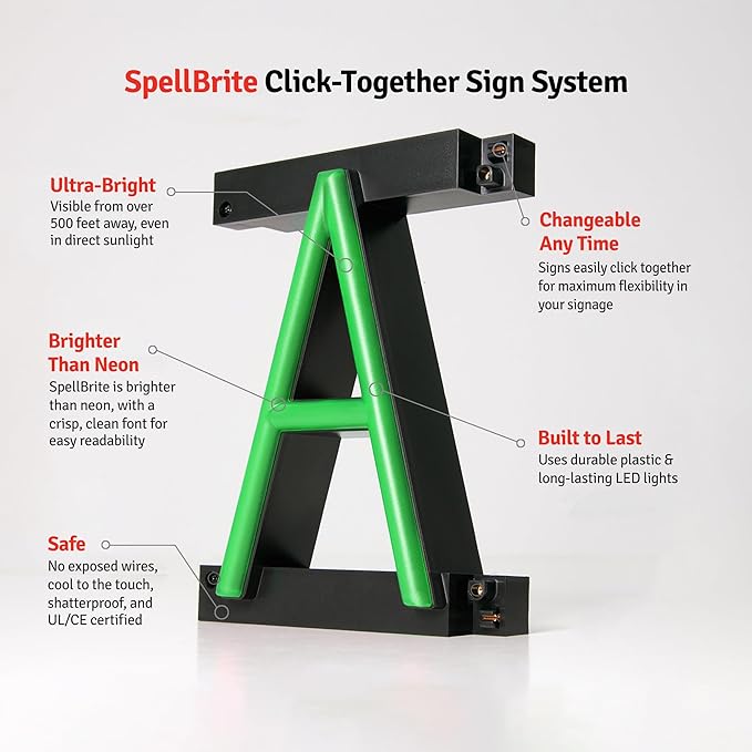 SpellBrite CRAFT BEER Sign | Beer-Related Sign with Neon Look, Green LED Light Source | 20.5" x 15.0"