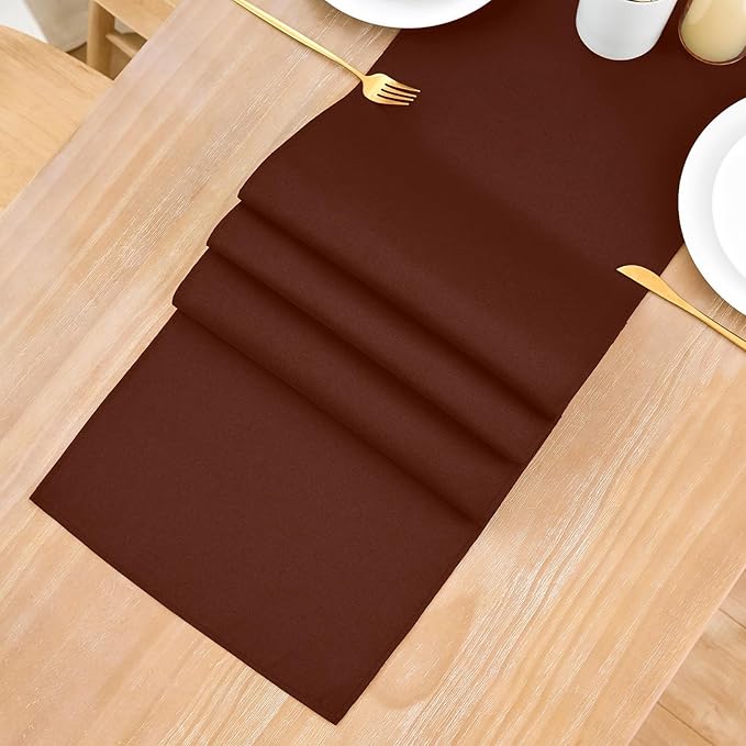 2 Pack Chocolate Long Table Runner 12 x 108 Inch Solid Color Farmhouse Runners Coffee Table Dresser for Daily Party Home Decoration