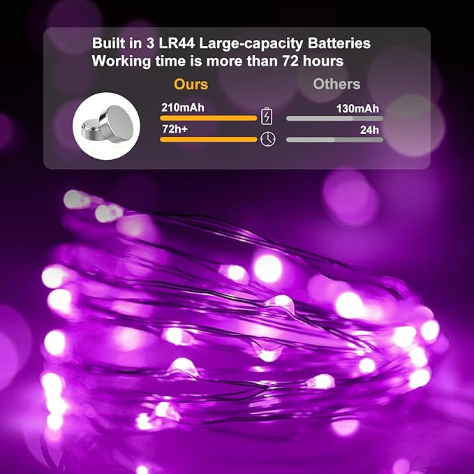 pozzolanas 24 Pack Pink Battery Operated String Lights - 7ft Waterproof Fairy Lights with 20 LEDs for Home, Mason Jar, Party, Wedding, Halloween, Christmas Decorations