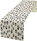 Dog Paws Table Runner,Cartoon Cute Black White Animal Footprints Abstract Tablecloth Burlap for Hotel Indoors Outdoor Dining Room Kitchen Home Decor,W13X L80 in