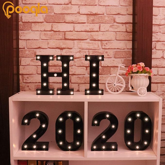 LED Illuminated Letter Marquee Sign - Alphabet Decorative Letters with Lights For Wedding Birthday Party Christmas Night Light Lamp Home Bar Decoration (G - Black)