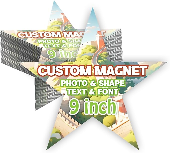 KETABAO – 9" Star Photo Magnets for Refrigerators, Cars and Offices – Customizable Magnetic Decor