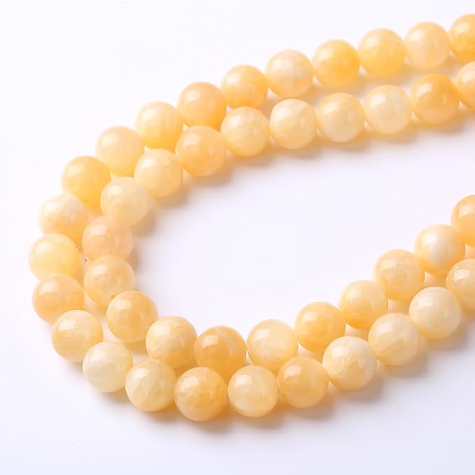 Rice Topaz Stone Beads Gemstone Round Crystal Energy Jade Beads Stone Beads for Jewelry Making DIY Bracelet Necklace Jewelry Making 1 Strand 15.5inch 4MM