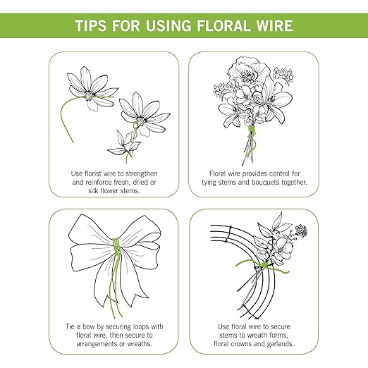 FloraCraft 20 Gauge Floral Wire 0.5 Pound Spool Green