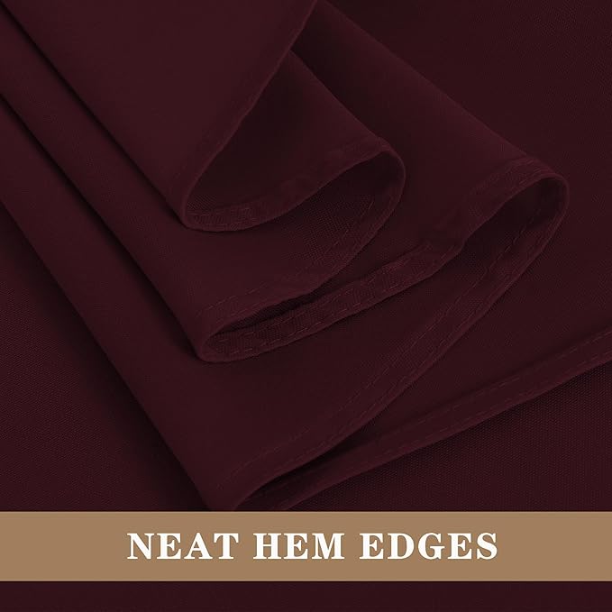 Fitable Elegant Rectangle Table Clothes, 6 Pack - 90 x 132 Inch, Burgundy - Reusable and Washable Tablecloths, Polyester Fabric Table Covers for Wedding, Party, Banquet, Formal Events