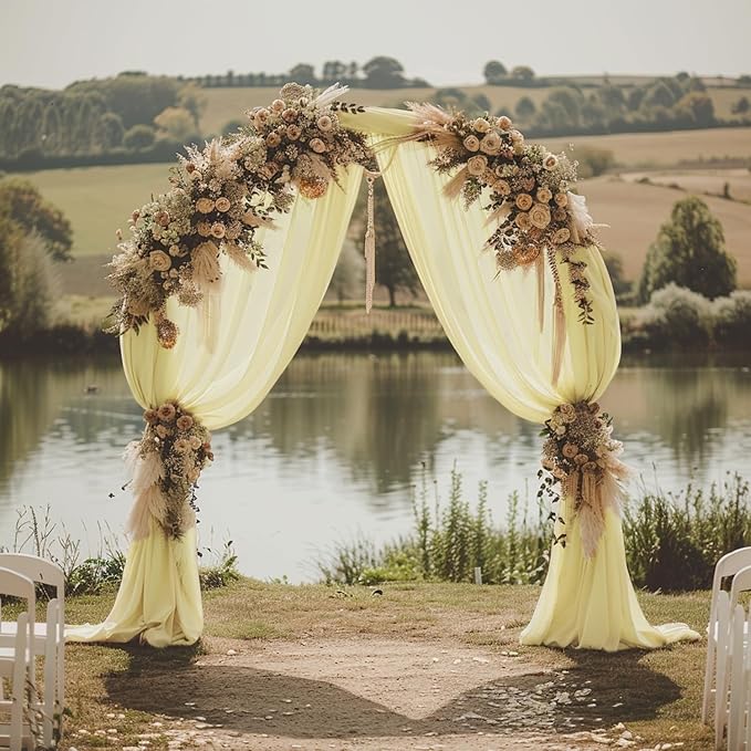 Wokceer Wedding Arch Draping 2 Panels 28.7" x 20FT Beige Sheer Fabric Backdrop for Ceremony, Birthday Party, Bridal Shower Decoration