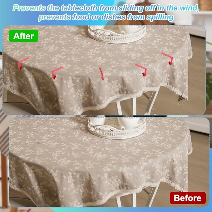 uxcell 8 Pack Tablecloth Clips, Stainless Steel Table Cloth Cover Clamps, 2.95" x 1.77" Windproof Holder Clips for Home Party Picnic Wedding Camping Dining Tables, White