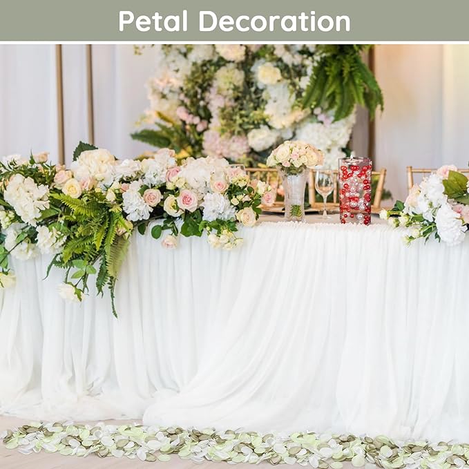 Suream 600 Pieces Rose Petals for Decoration, Avocado Green Scatter Petals for Wedding Aisle Scatter, Flower Petals Decrations for Flower Girl Basket Birthday Party Romantic Night Home Decor